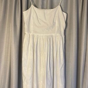 J. Crew White Pretty Cotton Summer Dress Size 6 Spaghetti Straps Paisley Print